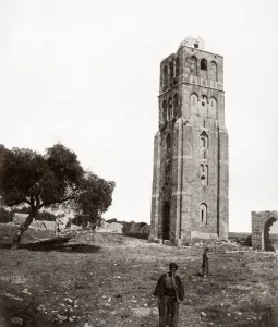 Ramla Prints: c. 1880s Holy Land - the tower of Ramla, White Mosque