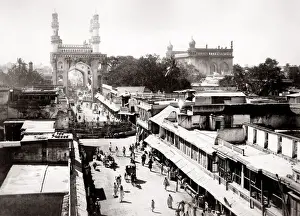 c. 1880s India - busy street Char Minar, Hyderabad