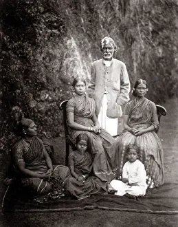 c. 1880s India Ceylon Sri Lanka - Tamil family