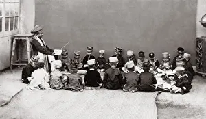 c. 1880s India - children and teacher, classroom