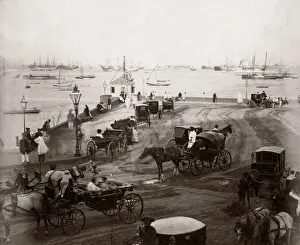 Perdestrian Prints: c. 1880s India - dock of Apollo Bunder - Bombay Mumbai