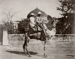 c. 1880s india - English man and woman on camel