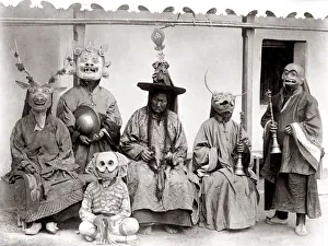 c. 1880s India - group of priests or lamas in the mountains of northern India c. 1880s India - group of priests or lamas in the mountains of northern India