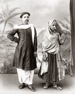 c. 1880s India - man and wife from Bombay Mumbai