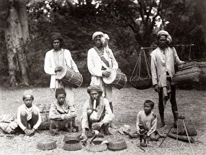 c. 1880s India - musicians, snake charmers