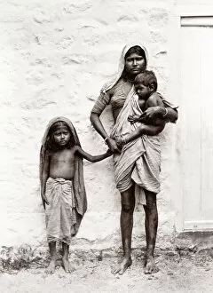 c. 1880s India - woman beggar and children