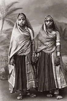 c. 1880s India - two young women with jewellery