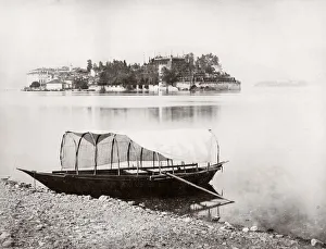 Maggiore Prints: c. 1880s Italy - boat at Isola Bella, Lake Maggiore