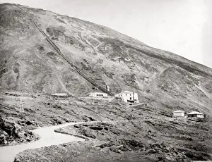 c. 1880s Italy - funicular railway on Mount Vesuvius
