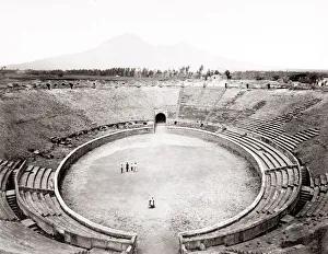 c. 1880s Italy Naples Amphitheatre in the ruins of Pompeii
