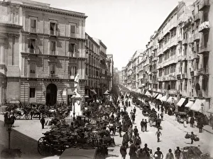 Pedestrian Prints: c. 1880s Italy Naples Napoli - Via Roma