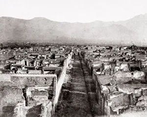 c. 1880s Italy Naples street at ruins of Pompeii