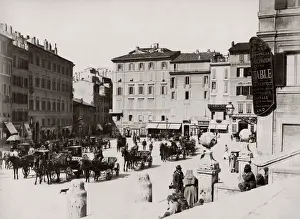 Perdestrian Prints: c. 1880s Italy rome - Piazza di Spagna - Spanish Steps