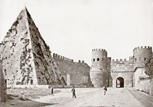 Cestius Prints: c. 1880s Italy Rome - the Pyramid of Cestius