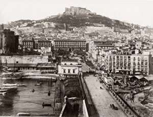 Napoli Collection: c. 1880s Italy - ships in the harbour at Naples Napoli
