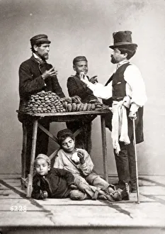 Pastry Prints: c. 1880s Italy - street cake and pastry vendor seller