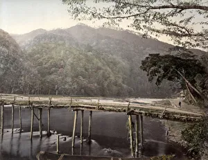 c. 1880s Japan Arashiyama Hill Togetsu Bridge, Kyoto