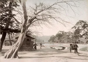 c. 1880s Japan - bridge, canal at Minatogawa Kobe