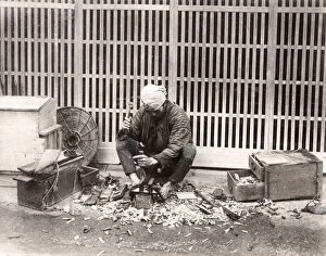 Carpenter Collection: c. 1880s Japan - carpenter with tools at work