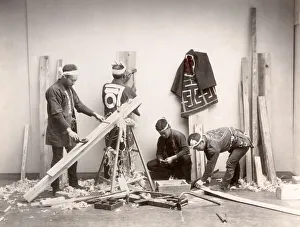 c. 1880s Japan - carpenters planing wood