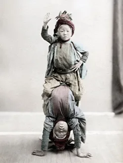 c. 1880s Japan - child acrobats or performers