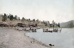 Chuzenji Prints: c. 1880s Japan - Chuzenji lake, boat jetty