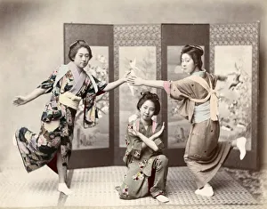 Kimino Prints: c. 1880s Japan - dancers, geishas