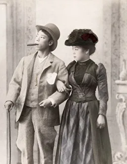 c. 1880s Japan - Japanese couple in western clothes