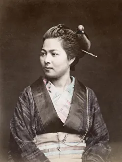 Kimino Prints: c. 1880s Japan - portrait of a woman