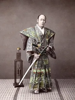 c. 1880s Japan - samurai (actor) in elaborate robes
