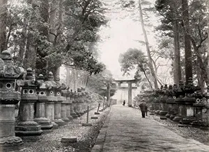 Torii Prints: c. 1880s Japan - shrine temple grouds Uyeno Tokyo
