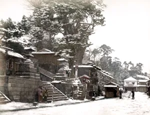 Meiji Prints: c. 1880s Japan - snow scene, probably Tokyo