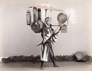 c. 1880s Japan - street entertainer (?) with drum
