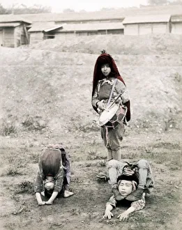 c. 1880s Japan - street performers, acrobats