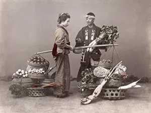Kimino Prints: c. 1880s Japan - vegetable seller