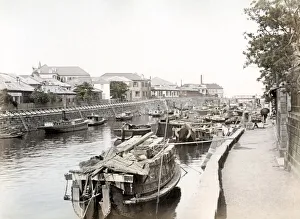 c. 1880s Japan - view of the canal in Yokohama