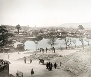 c. 1880s Japan - view of the pond at Sarusawa Nara