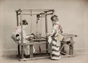 Kimino Prints: c. 1880s Japan - weaving on a loom