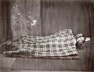 c. 1880s Japan - young women sleeping under eiderdown
