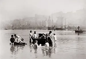 c. 1880s North East England - Whitby: The Water Rats - boys playing in the water