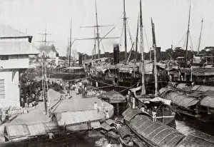 Perdestrian Prints: c. 1880s South East Asia - Philippines - boats and ships