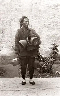 c. 1890 China - Chinese street vendor - pots and pans