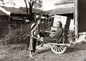 Porter Prints: c. 1890 China - Chinese wheelbarrow and passenger