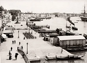 Perdestrian Prints: c. 1890 Italy Piazzetta and waterfront Venice