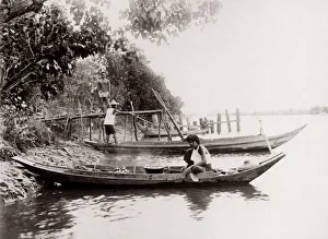 c. 1890 South East Asia portrait - men in boats