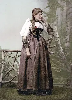 c. 1890 Switzerland young Swiss woman traditional dress
