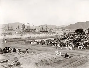 Dockside Prints: c. 1890s / 1900 Hong kong dockside military ceremony