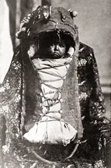 c. 1890s / 1900 - USA - Native American - baby in a papoose