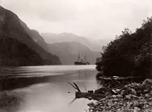 c. 1890s boat in the Sound at Wet Jacket Arm, New Zealand