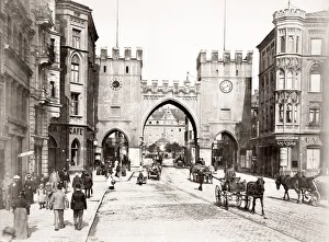 Munchen Prints: c. 1890s Germany - street scene in Munich Munchen